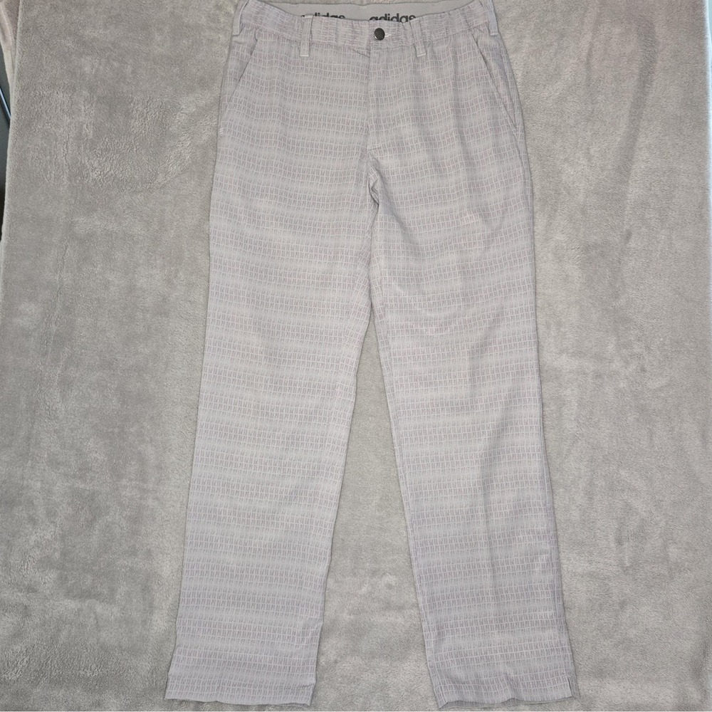 Adidas Golf Pants Mens 30x30 Gray Geometric Print Stretch Lightweight Trousers